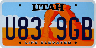 UT license plate U839GB