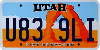 UT license plate U839LI