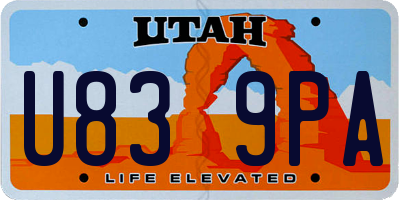 UT license plate U839PA