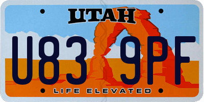 UT license plate U839PF
