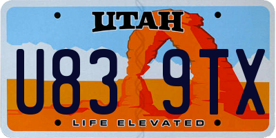 UT license plate U839TX