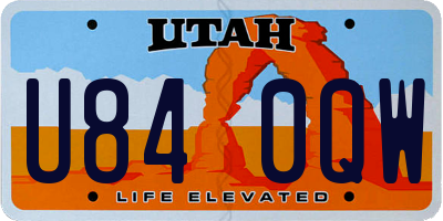 UT license plate U840QW