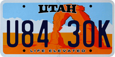 UT license plate U843OK