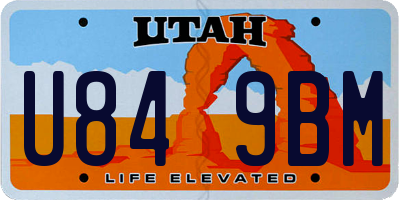 UT license plate U849BM
