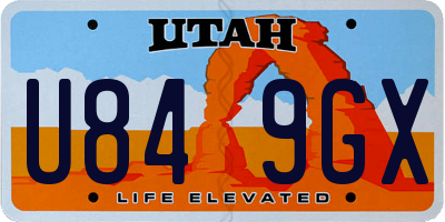 UT license plate U849GX