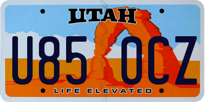 UT license plate U850CZ