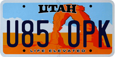 UT license plate U850PK