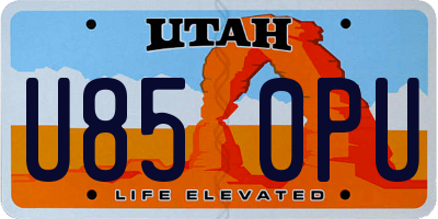 UT license plate U850PU