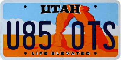 UT license plate U850TS