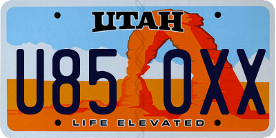 UT license plate U850XX