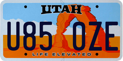 UT license plate U850ZE