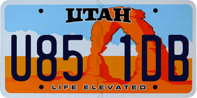 UT license plate U851DB