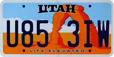 UT license plate U853IW