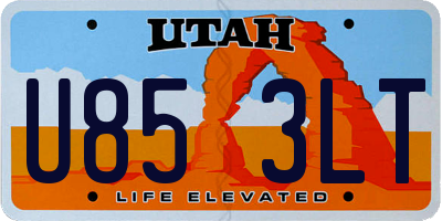 UT license plate U853LT