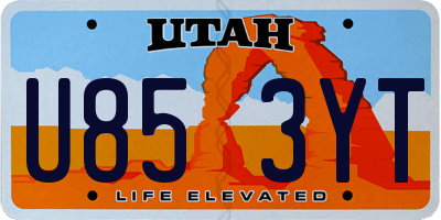 UT license plate U853YT