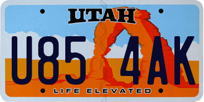 UT license plate U854AK