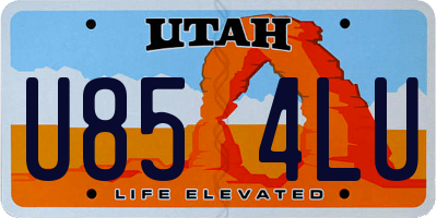 UT license plate U854LU