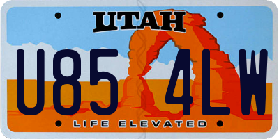 UT license plate U854LW