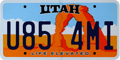 UT license plate U854MI