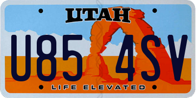 UT license plate U854SV