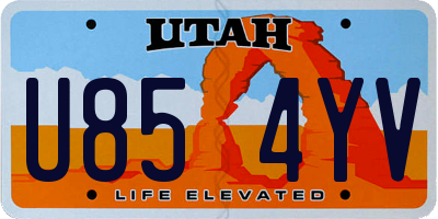 UT license plate U854YV