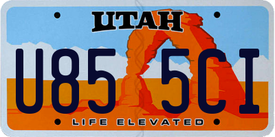 UT license plate U855CI