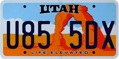 UT license plate U855DX
