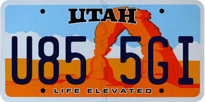 UT license plate U855GI
