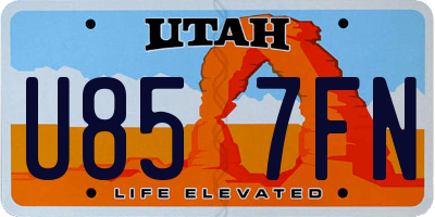 UT license plate U857FN