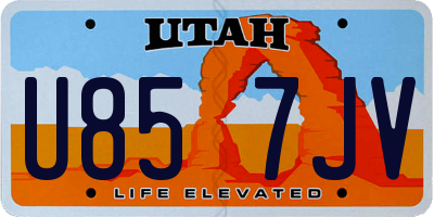 UT license plate U857JV