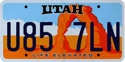 UT license plate U857LN