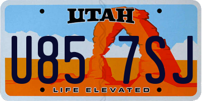 UT license plate U857SJ