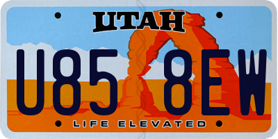UT license plate U858EW