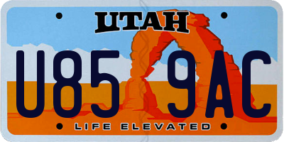 UT license plate U859AC