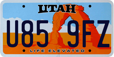 UT license plate U859FZ