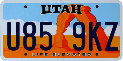 UT license plate U859KZ