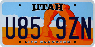 UT license plate U859ZN