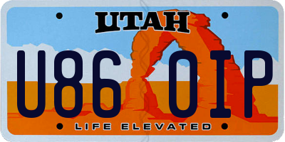 UT license plate U860IP