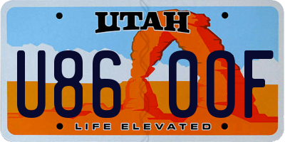 UT license plate U860OF