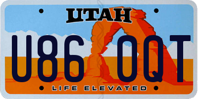 UT license plate U860QT