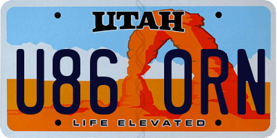 UT license plate U860RN