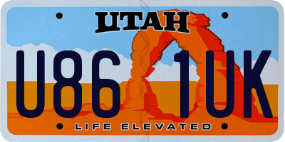 UT license plate U861UK