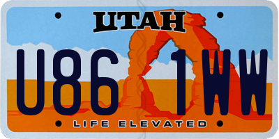 UT license plate U861WW