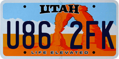 UT license plate U862FK