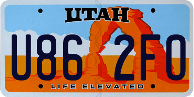 UT license plate U862FO