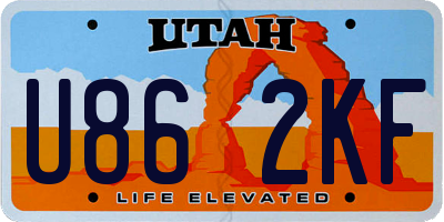 UT license plate U862KF