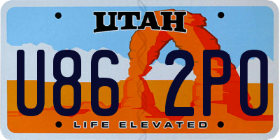 UT license plate U862PO