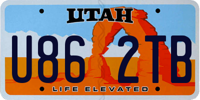 UT license plate U862TB