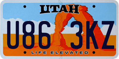 UT license plate U863KZ