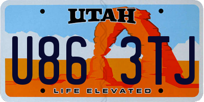 UT license plate U863TJ